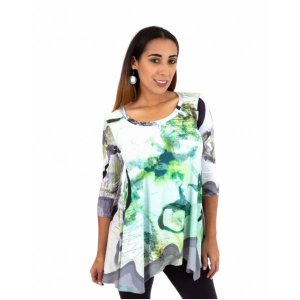 Island T1100-J-12-U-1053-P1 Digital Print Asymmetrical Tunic (pack Of 