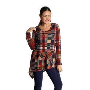 Island T446-11084 Layered Scoop Neck Full Sleeve Tunic Top (pack Of 1)