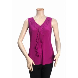 Island T033-DH-P3 V Neck Ruffle Front Sleeveless Top (pack Of 1)