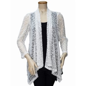 Island T379-1049-IVO2 Shark Bite Hem Waterfall Cardigan (pack Of 1)