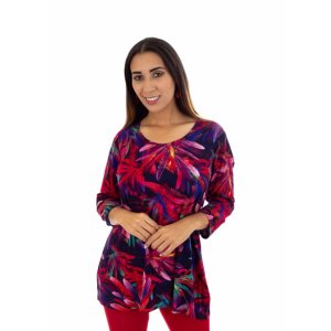 Island T554-12512 Scoop Neck 34 Sleeve Printed Tunic Top (pack Of 1)