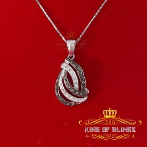 King 12158WB-A14KOB 10k White Gold Finish Silver Pendant With Chocolat