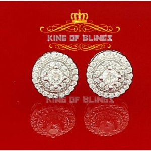 King 10201W-A9KOB Aretes Para Hombre 925 White Silver Iced Out Cz Roun