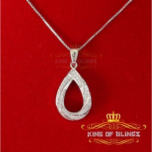 King 10224W-A19KOB 10k White Gold Finish Silver Pendant With Lab Creat