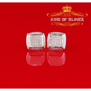 King 12791W-A29KOB Aretes Para Hombre 925 Sterling Silver Carat Round 