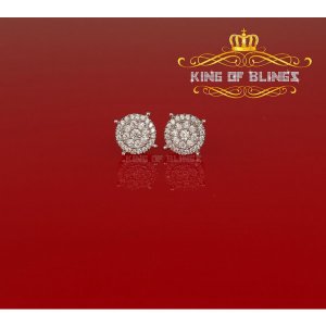 King 19106Y-A22KOB Aretes Para Hombre 925 White Silver Iced Out Cz Rou