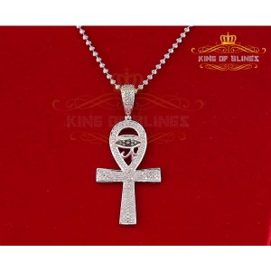 King 16000W-A79KOB 10k White Gold Finish With Real Diamond Faith Silve