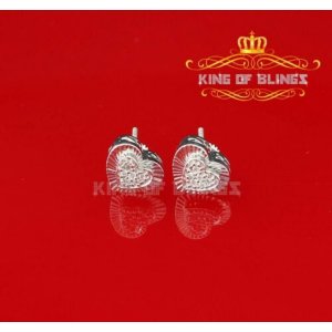 King 10970W-A12KOB 10k White Gold Finish Sterling Silver Heart Earring