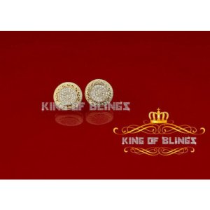 King 13378Y-A15KOB Aretes Para Hombre 925 Yellow Silver Iced Out Cz Ro