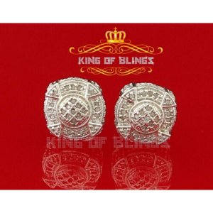 King 12726W-A39KOB Aretes Para Hombre 925 Sterling Silver Carat Round 