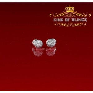 King 12035W-A9KOB Aretes Para Hombre 925 White Silver Iced Out Cz Roun