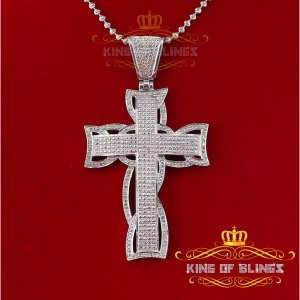 King 14445W-A99KOB 10k White Gold Finish Real .33 Ct Diamond Cross Sil