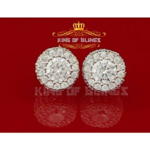 King 15288Y-A15KOB Aretes Para Hombre 925 Yellow Silver Iced Out Cz Ro