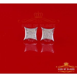 King 10061W-A32KOB Aretes Para Hombre 925 Sterling Silver Carat Round 