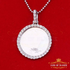 King 19198W-A199KOB 10k White Gold Finish Silver Picture Pendant With 