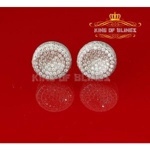 King 14739W-A29KOB 10k White Gold Finish Silver Stud Earrings With Lab