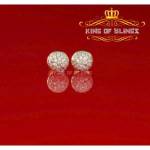 King 12035Y-A9KOB Aretes Para Hombre 925 Yellow Silver Iced Out Cz Rou