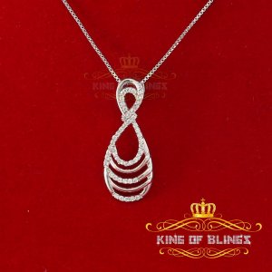 King 10225W-A19KOB 10k White Gold Finish Silver Pendant With Lab Creat