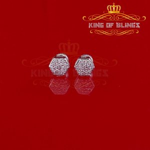 King 16032W-A8KOB 10k White Gold Finish Silver Stud Earrings With Lab 