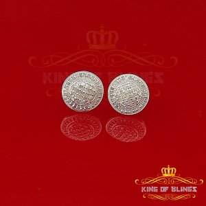 King 12664W-A39KOB Aretes Para Hombre 925 Sterling Silver Carat Round 