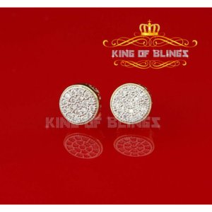 King 12480Y-A15KOB Aretes Para Hombre 925 Yellow Silver Iced Out Cz Ro