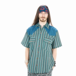 Jayli AJS19-73Mshirt:AJS19-73-blu-2X Neil Shirt Cotton Striped Jacquar