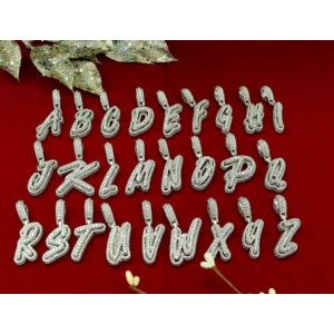 King 17728WO-A40KOB-10 10k White Gold Finish Cursive 3d Alphabet With 