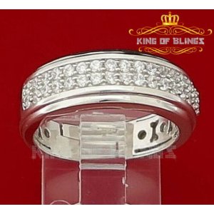 King 11395W-A29KOB 10k White Gold Finish Men's Silver Cz Ring Size 10.