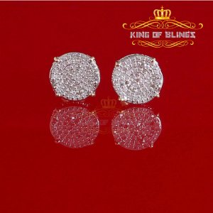 King 19072Y-A39KOB 10k Yellow Gold Finish Real Diamond Ct Stud Silver 