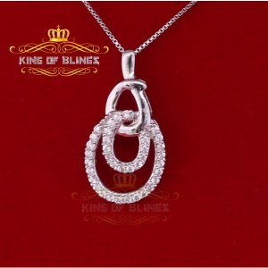 King 12219W-A11KOB 10k White Gold Finish Silver Pendant With Lab Creat