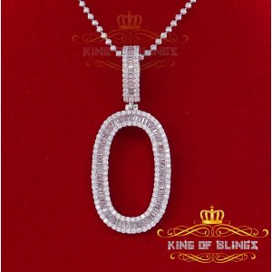 King 19193W0-A45KOB 10k White Gold Finish Silver Baguette Number Penda