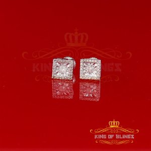 King 19572W-A34KOB Aretes Para Hombre 925 Sterling Silver Carat Round 