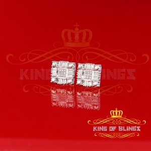 King 19567W-A39KOB Aretes Para Hombre 925 Sterling Silver Carat Round 