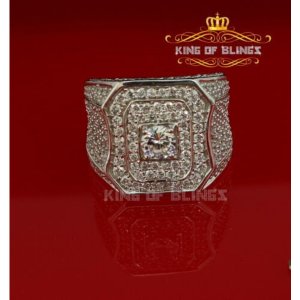 King 10621W-A79KOB 10k White Gold Finish Silver 925 Big Cz Ring Size 1