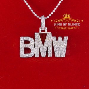 King 16409W-A29KOB 10k White Gold Finish Silver Bmw Pendant With Lab C