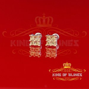 King 19546WY-A32KOB Real Yellow Diamond 0.10ct 925 Silver Hip Hop Stud