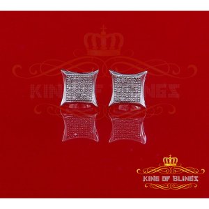 King 9872W-A22KOB 0.15ct Carat Diamond Stud Earrings For Women Sterlin