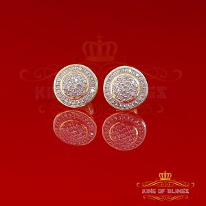 King 12664Y-A39KOB Aretes Para Hombre 925 Sterling Silver Carat Round 