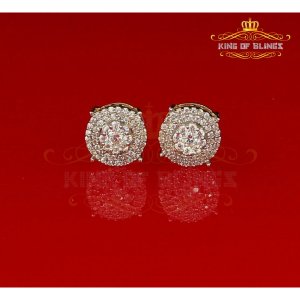 King 14998Y-A19KOB Aretes Para Hombre 925 Yellow Silver Iced Out Cz Ro