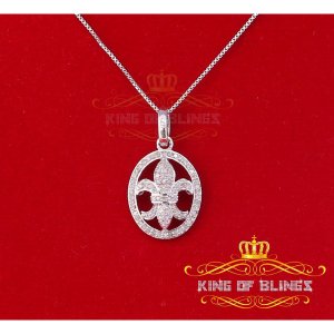 King 13556W-A49KOB 10k White Gold Finish Real Diamond Silver Pendant (