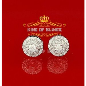 King 10198W-A10KOB Silver Earring 10k White Gold Finish Silver Stud Me