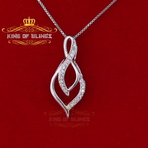 King 12286W-A14KOB 10k White Gold Finish Silver Pendant With Lab Creat