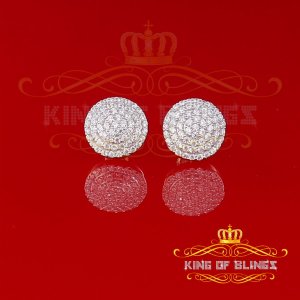 King 19249Y-A16KOB Aretes Para Hombre 925 Yellow Silver Iced Out Cz Ro