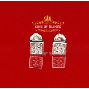 King 10048W-A10KOB 10k White Gold Finish Silver Stud Men'sladies Earri