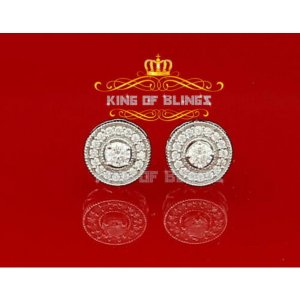 King 10208W-A15KOB 10k White Gold Finish Silver Stud Men'sladies Earri