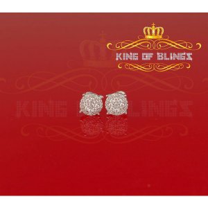 King 19107W-A14KOB Aretes Para Hombre 925 White Silver Iced Out Cz Rou