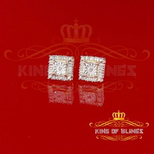 King 19579Y-A35KOB 0.15ct Carat Diamond Stud Earrings For Women Sterli