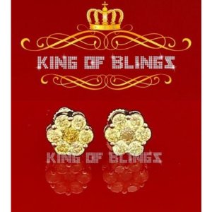 King 10670YY-A9KOB 10k Yellow Gold Finish Silver Women's Flower Studd 