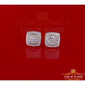 King 16893Y-A79KOB Carat Diamond Stud Earrings For Women Sterling Silv