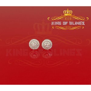 King 19102W-A14KOB Aretes Para Hombre 925 White Silver Iced Out Cz Rou